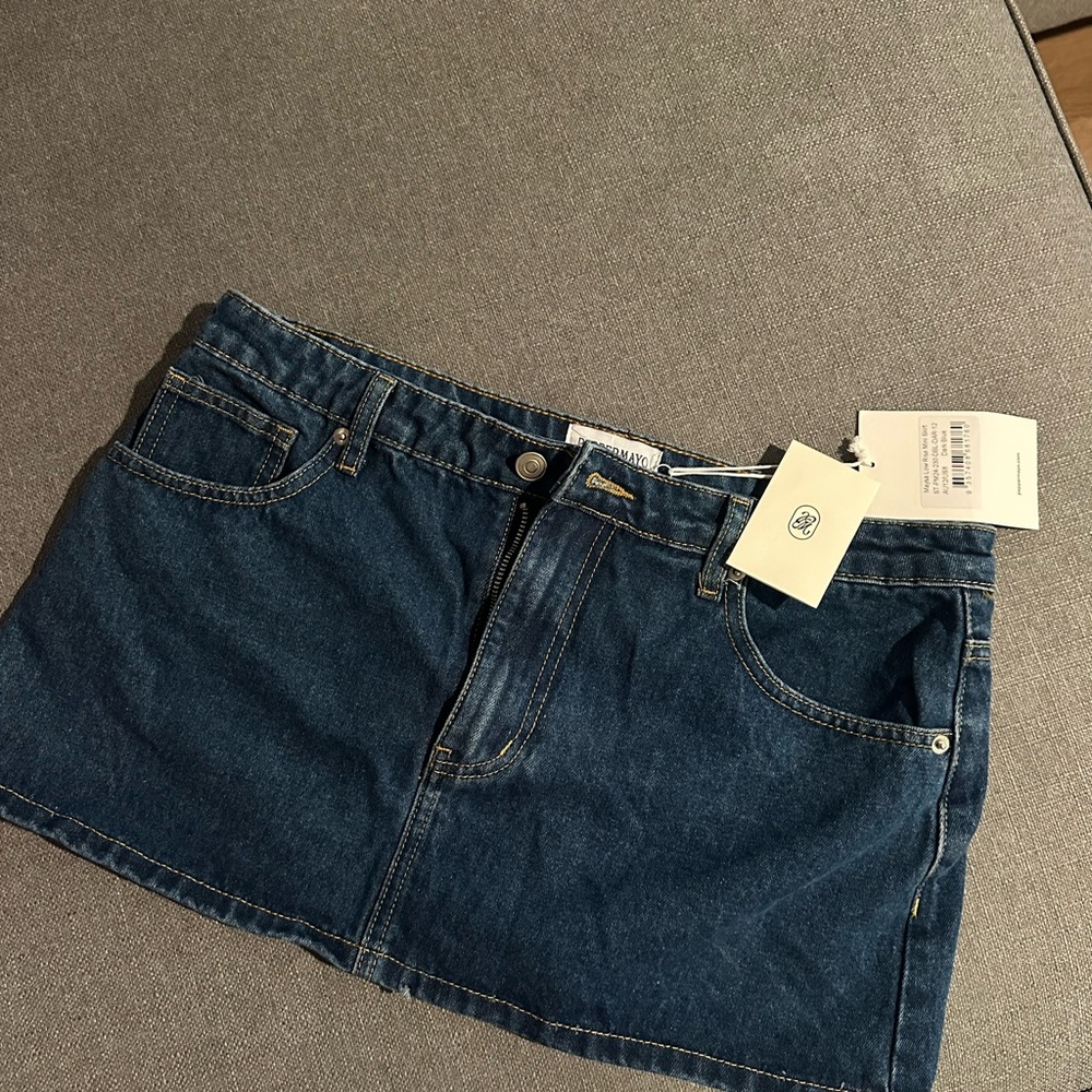 Peppermayo Maysa Low Rise Mini Denim Blue Skirt NWT